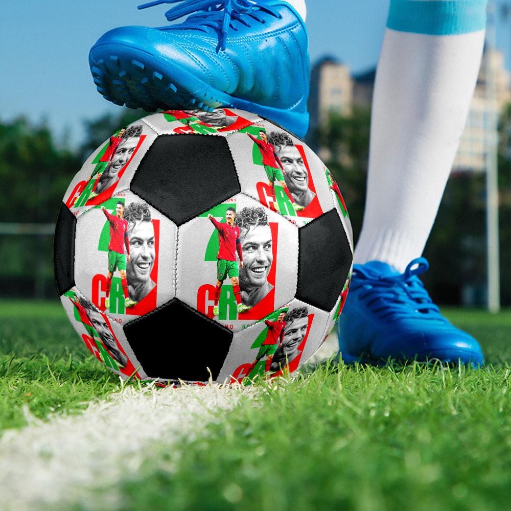 1 PZ Pallone da calcio Cristiano Ronaldo Flash taglia 5 Pallone da calcio indoor Praha Colorato Per tutte le età Cucito a macchina PVC Pronto per la competizione Resistente Alto rimbalzo