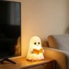 Yousheng Cute Ghost Reading Book Lamp, 3D Halloween Ghost Night Light, Warm Light Up Ghost Statue for Indoor Home Mantel Shelf Table Decor
