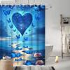 Beach Sunset Shower Curtain - Romantic Starry Night, Pink Roses, Blue Butterflies, Heart Constellation
