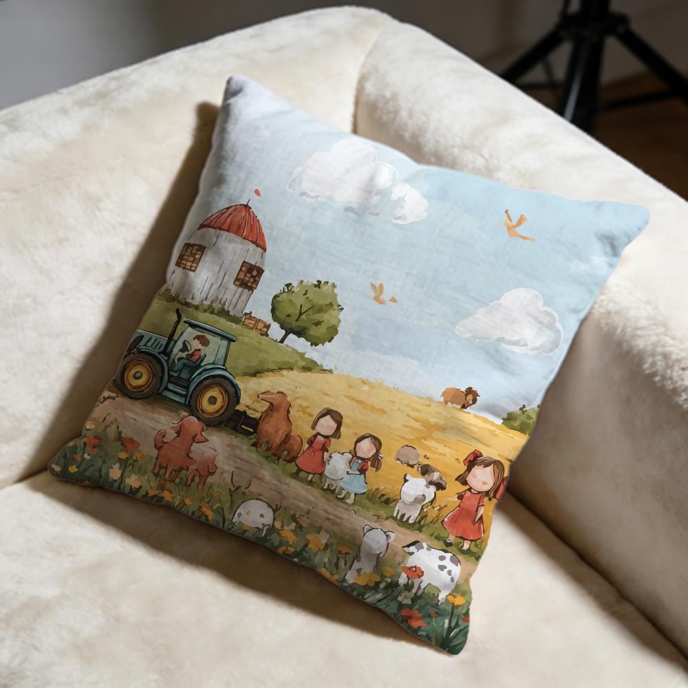 Farm Cushion Cover Soft Decorative Pillow Case Suitable for Bedroom Sofa Car Travel Use