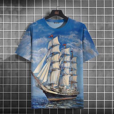 T-Shirt mit Navigationsaufdruck, lässig, kurzärmelig, für Herren, Oberteile mit nautischem Aufdruck, Sweatshirts für reife Männer, lässige Herrenbekleidung