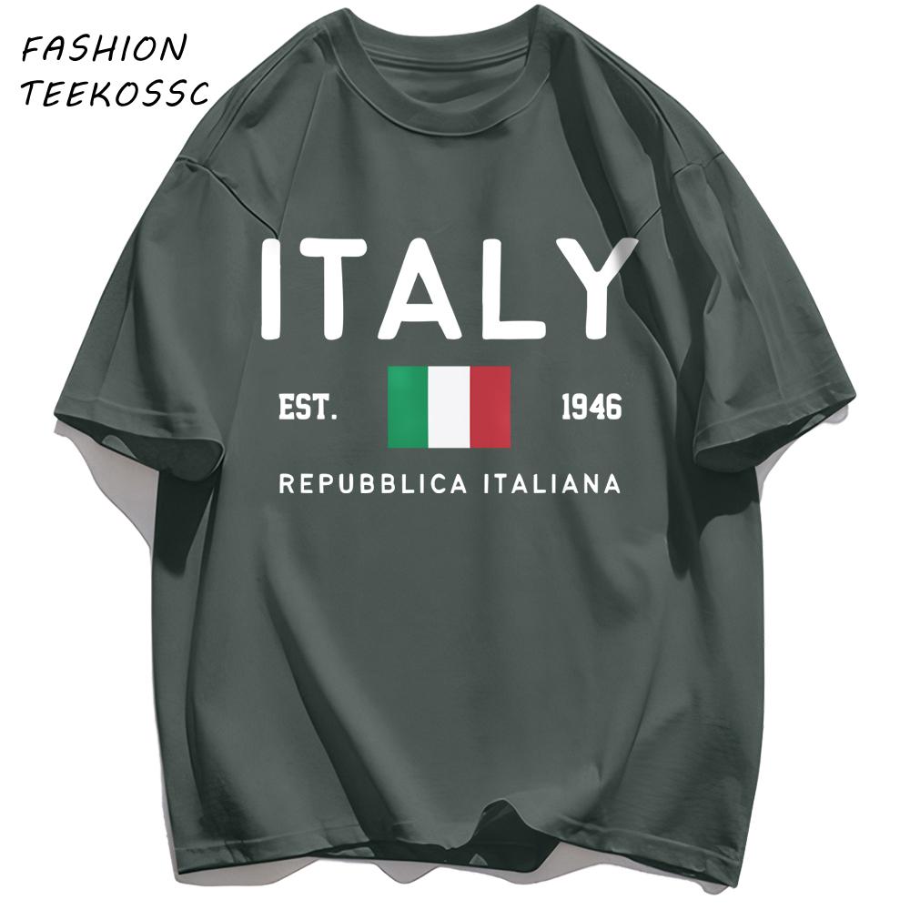 Italy Repubblica Italiana Printed Men T Shirts AllMatch Cotton TShirt Casual Crewneck Loose Streetwear Man Summer Basics Top