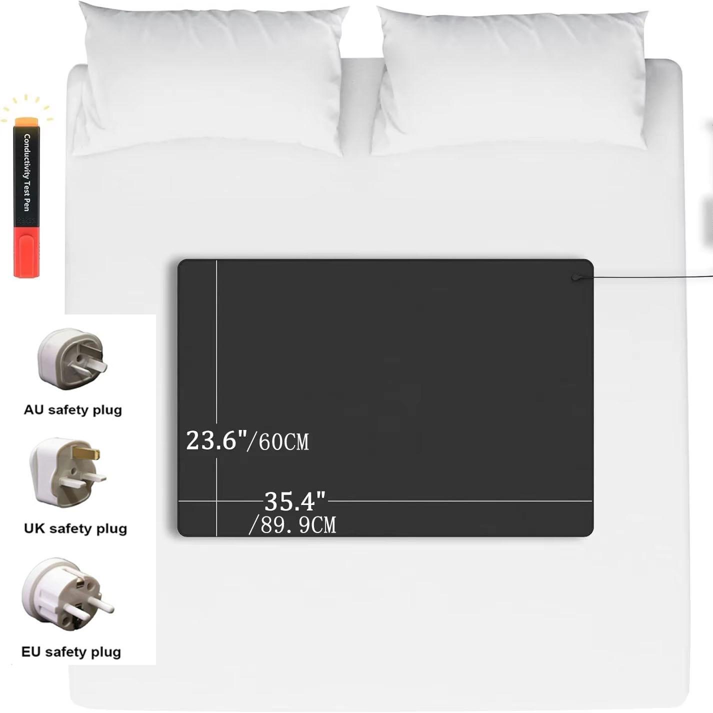 

35,4 x23,6 Заземляющий коврик для кровати, заземляющий коврик, заземляющая подушка для улучшения сна, улучшения кровообращения, сбалансированной энергии, уменьшения боли EU Plug чёрный