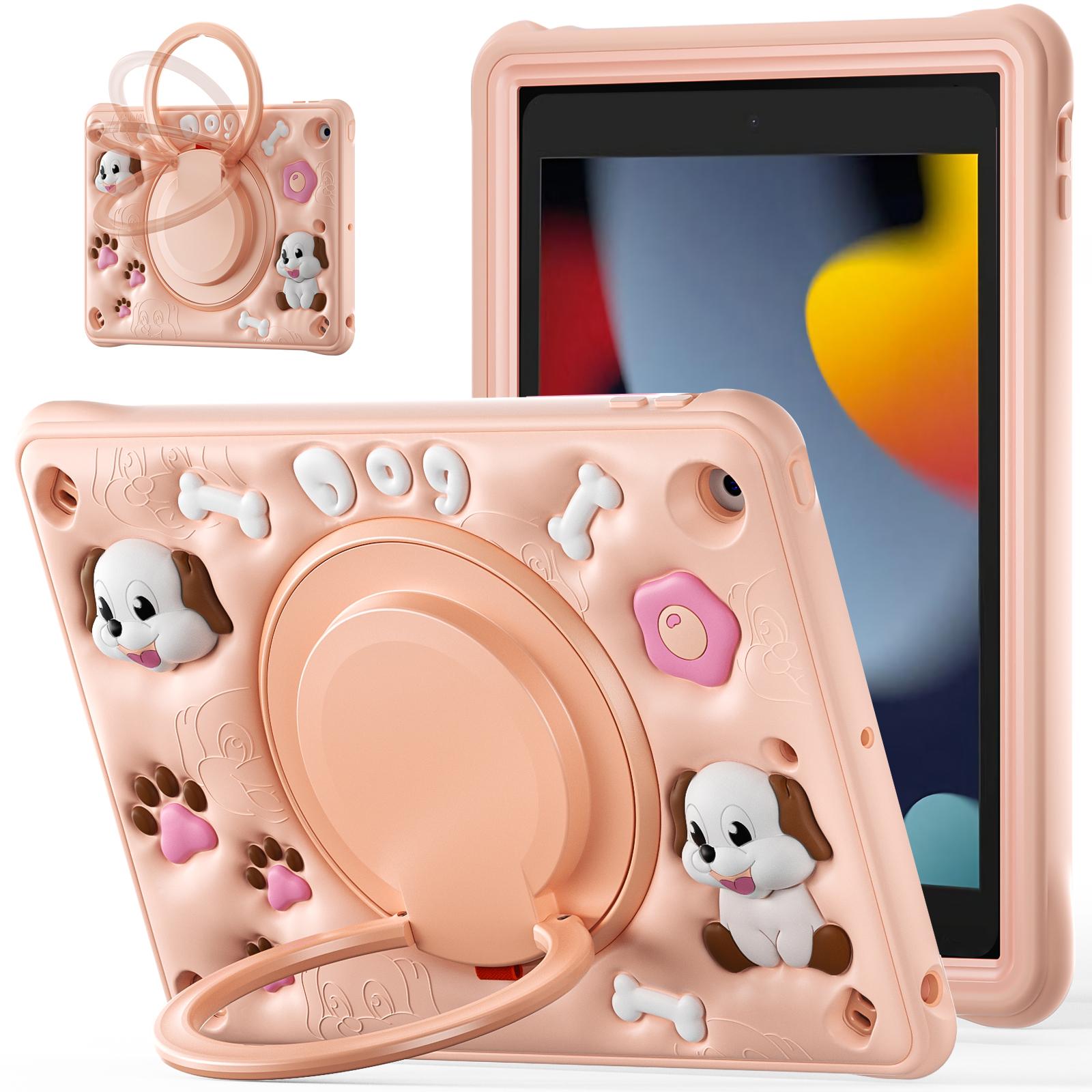 

For iPad 10.2 (2021)/(2020)/(2019) Case Cute Dog Pattern Kickstand PC+Silicone+TPU Tablet Cover A