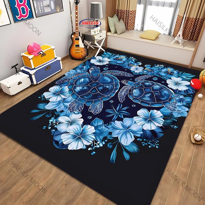 Magic Glowing Turtle Theme Printed Carpet Living Room Bedroom Sofa Office Large Area Decorative Mat Kids Play Rugs Large Size