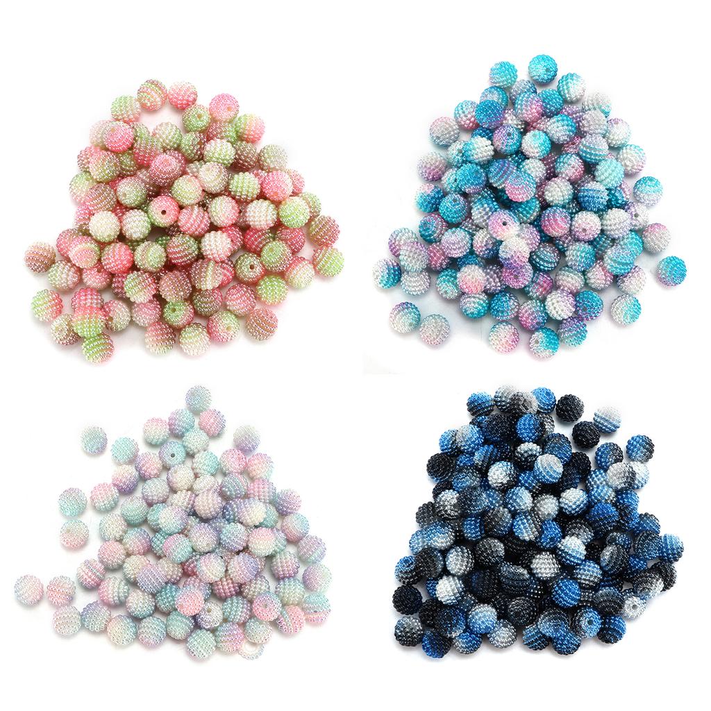 200pcs Pearl Beads Color Pearlized Gradient Bayberry Shaped Bubble Beads with Hole for DIY Jewelry M
