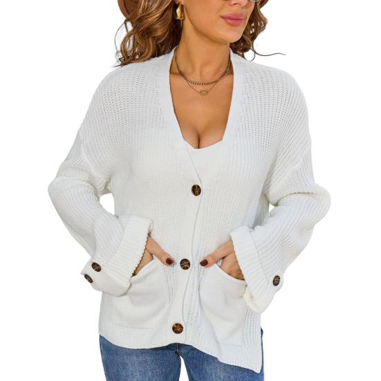 Women Oversized Button Down Cardigan Knitted Long Sleeve Open Front Sweater with Pockets Casual Fall Outerwear Coat