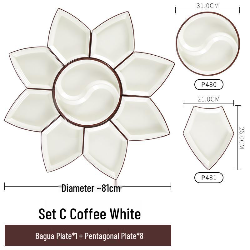 Melamine Platter & Tableware Set: Bowl, Plate, and Dish Set for Hot Pot & New Year's Eve Dinner.