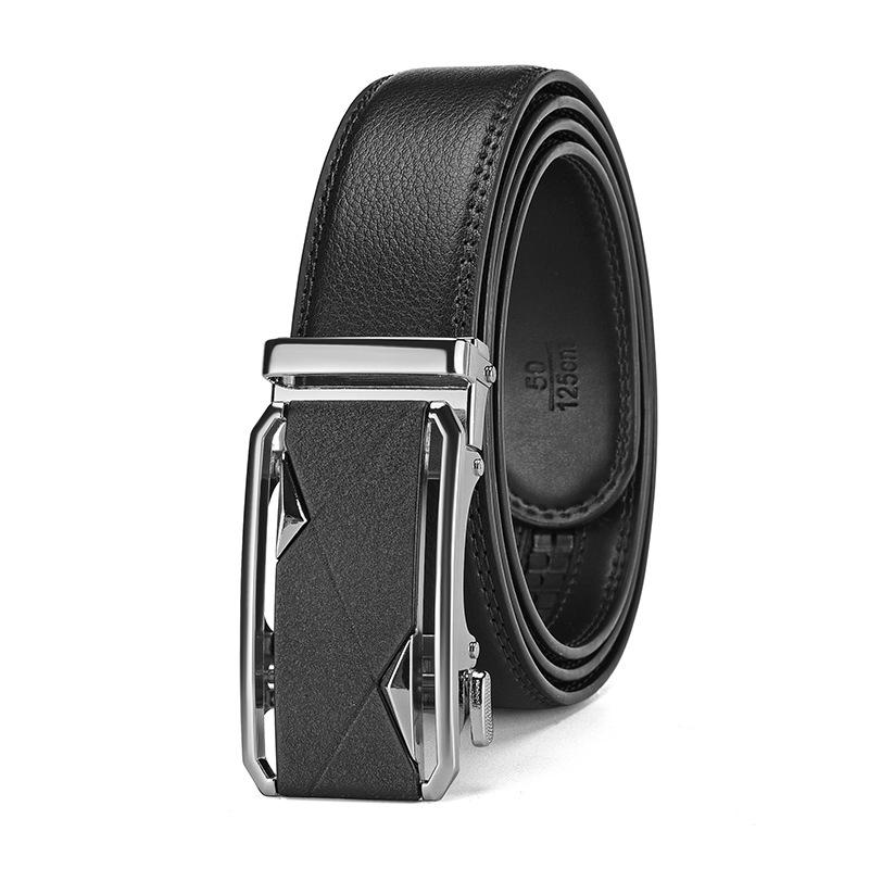 Men's High-End Genuine Leather Automatic Buckle Belt for Casual Trousers