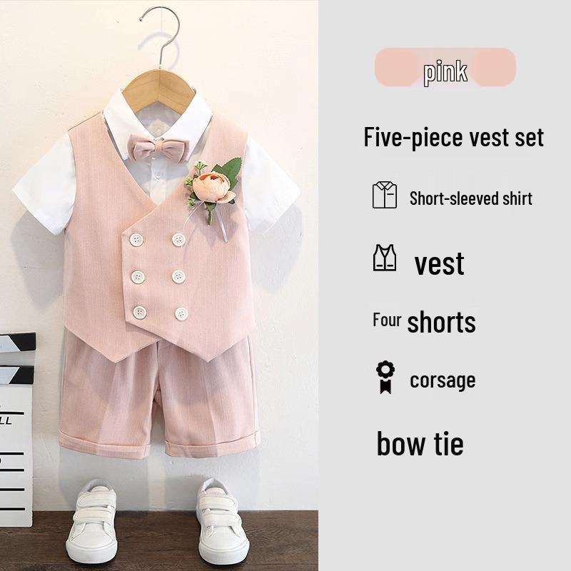 Boys' British Style Summer Suit - Baby's First Birthday Formal Wear, Wedding Flower Boy & Piano Performance Outfit