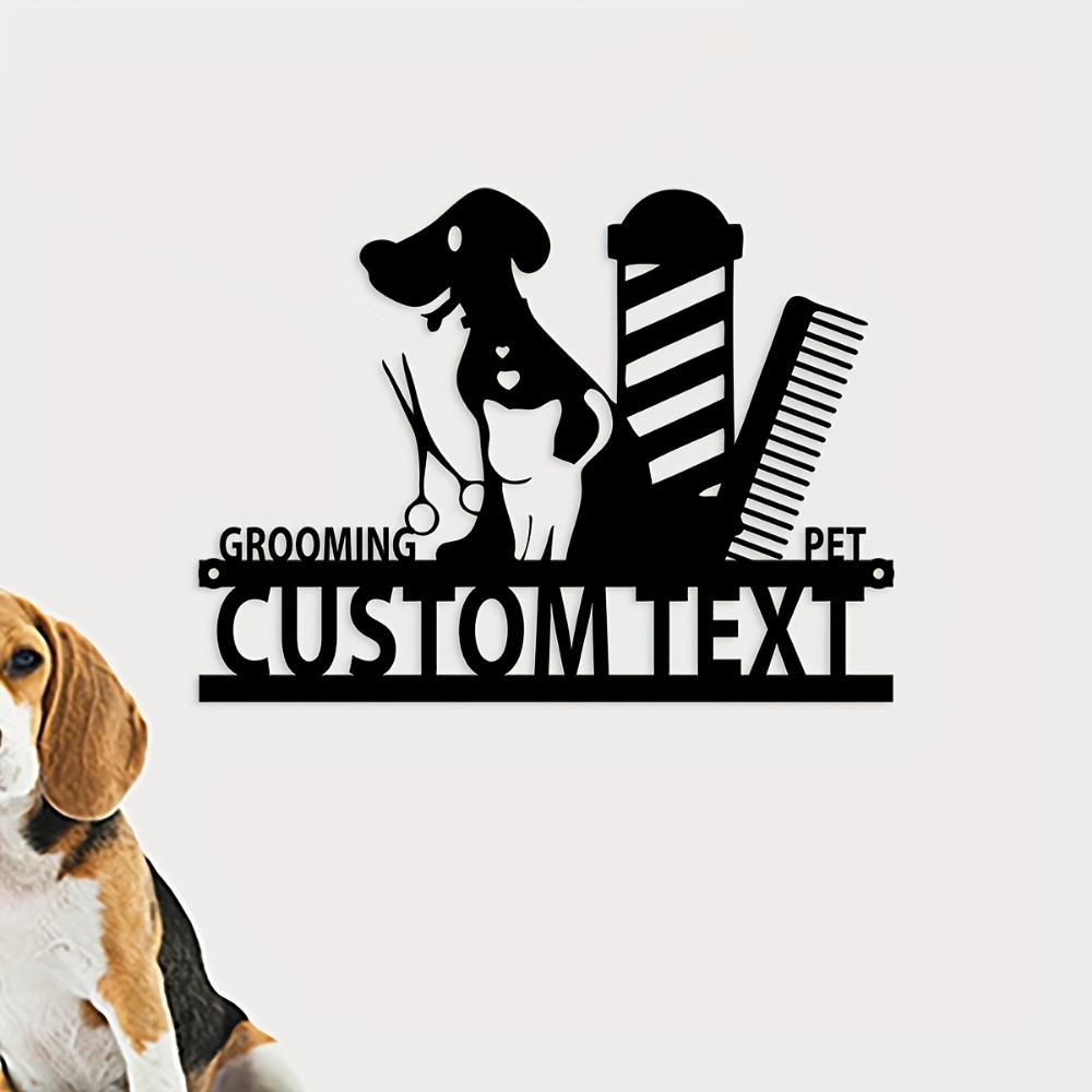 Personalized Pet Grooming Salon Metal Sign, Vintage Wall Decor for Shop