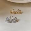 Silver Needle Zirconia Heart Stud Earrings - Elegant and Unique Fashion Jewelry for Women