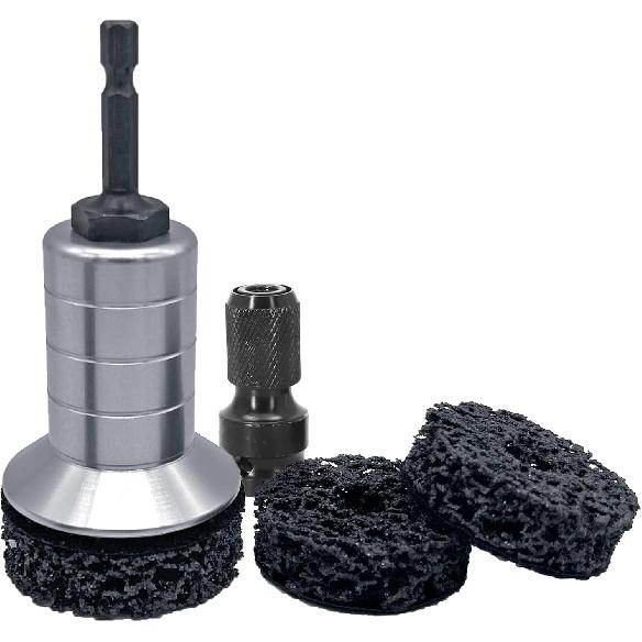 Wheel Hub Cleaning Kit,Brake Hub Cleaning Kit Includes 3 Pads,Holder and Adapter,Fits Power Drill or 1/2" Impact Driven Wrenches