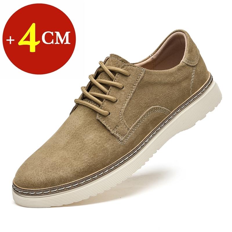 Classic Genuine Leather Casual Shoes Sneakers Man Elevator Shoes Height Increase Shoes for Men Insoles 4CM Sports Leisure Taller