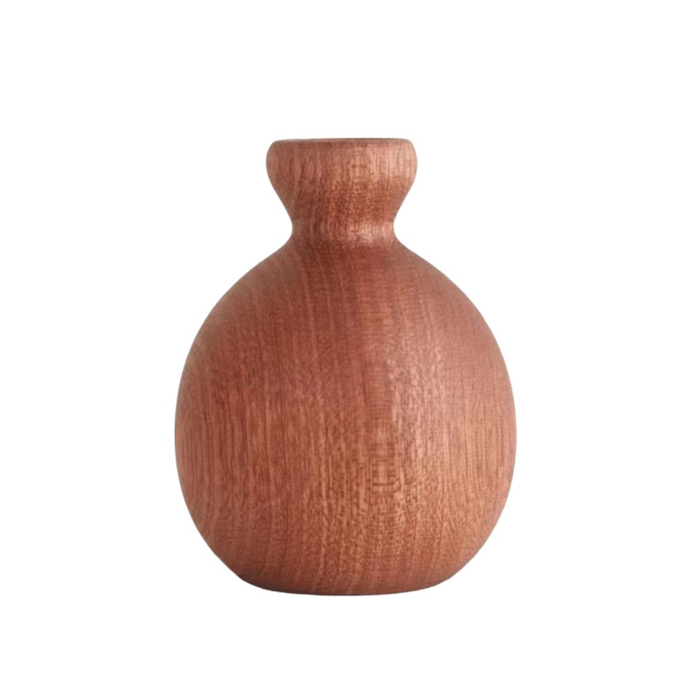Minimalist Wood Dried Flowers Vase Vintage Style Elegant Solid Wood Pot Small Planter Desk Decoration