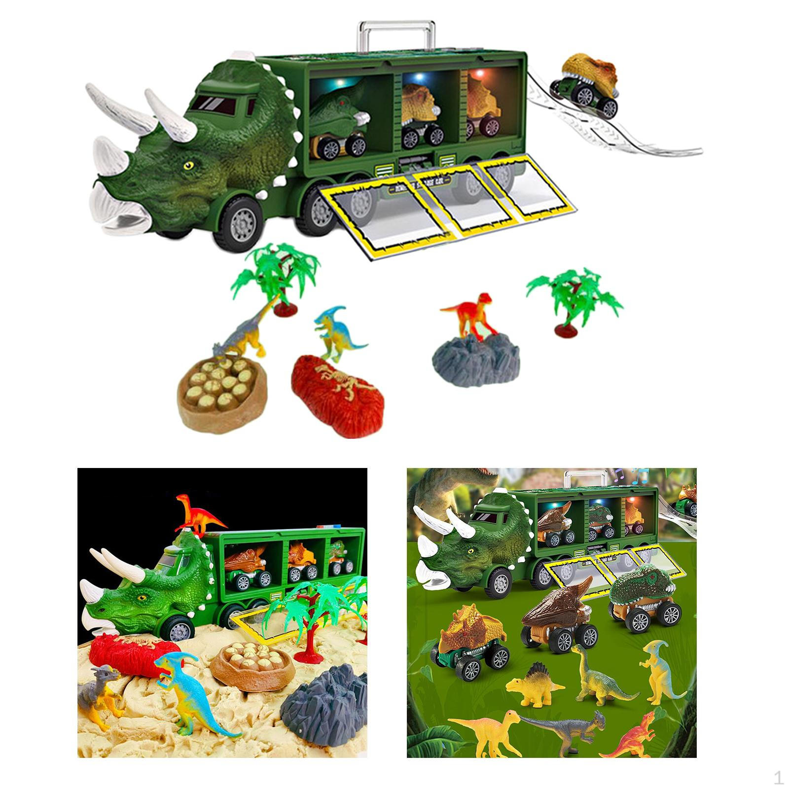 Big Dino Truck STORAGE PLASTIC DINOSAUR TRANSPORT VEHICLE TOY ATMOSPHERE PORTABLE зелёный