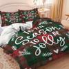 3pcs Checkered Christmas Print Coreless Bedding Set Multiple Size Bedrooms Dormitories All Season Comfortable Machine Washable