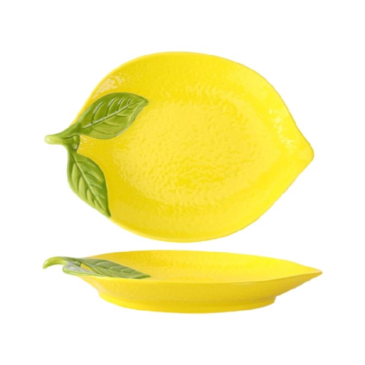 Stylish Lemon Pattern Ceramic Spoon Rest Salad Bowl Plate Dessert Serving Dinnerware for Family Gatherings Event Gift