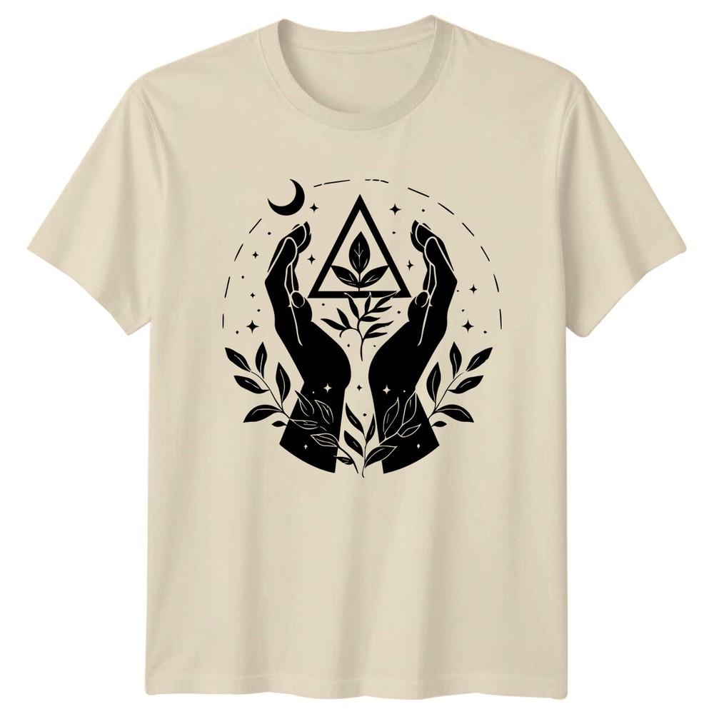Witchy Hands Plant Triangle Celestial Moon Magic TShirt