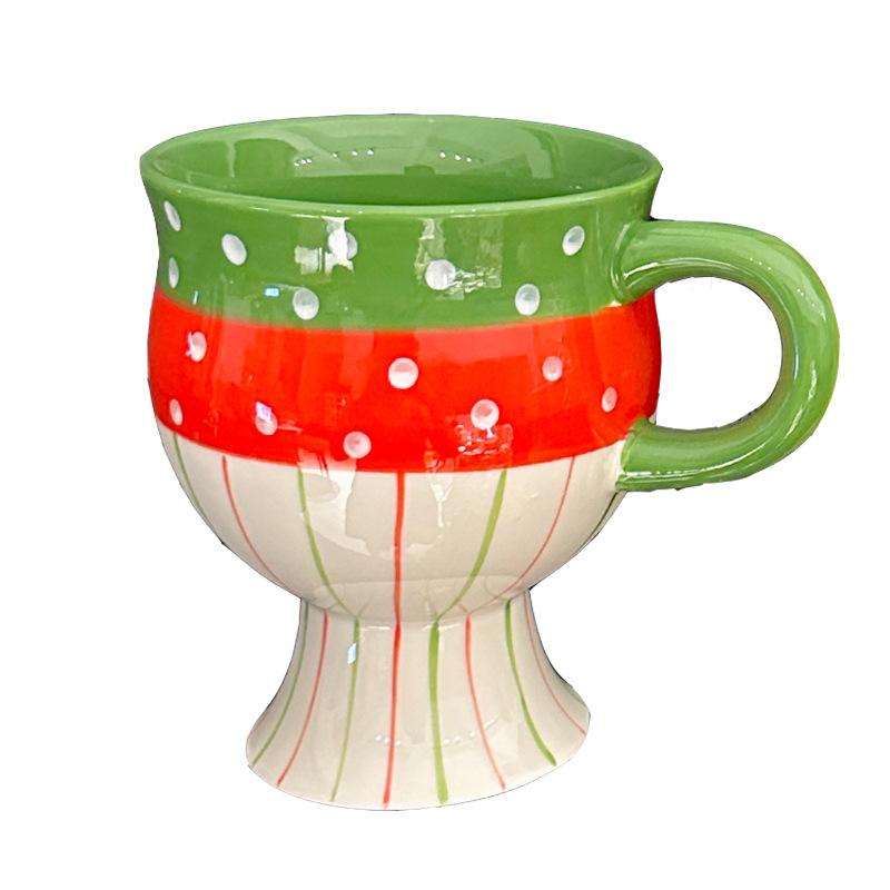 Personalized and Creative Hand Painted Ceramic Mugs for Home Use High Looking Red Wine Goblets  Office Coffee Mugs  Souvenirs