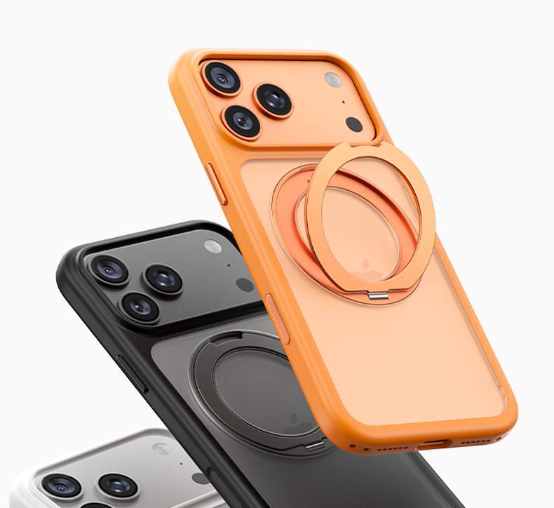 Compatible iPhone 17 Pro Skin-Feel Case with Magnetic Rotating Stand & Button Protection for Apple 16 Pro Max