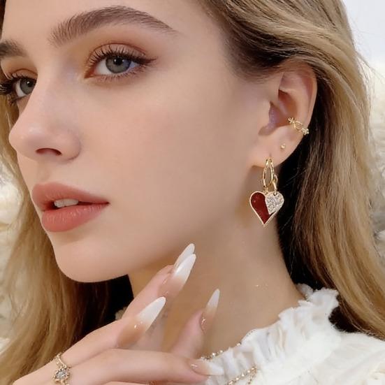 Love Heart Dangle Earrings Women Rhinestone Heart Drop Earrings Sparkling Earrings Valentine's Day Anniversary Gift for Her