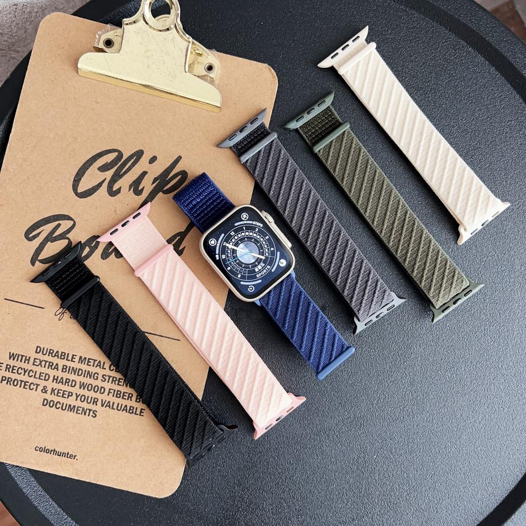 Watch Band for Apple Watch Series 10 9 8 7 SE 6 5 4 3 2 1 42mm 41mm 40mm 38mm Diagonal Stripes Adjustable Nylon Strap