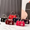 Vintage Red Handbag for Evening Woven Purse Wedding Party Fashion Flower Bag Cross Body Shoulder Purse Luxury Designer Pearl Bag
