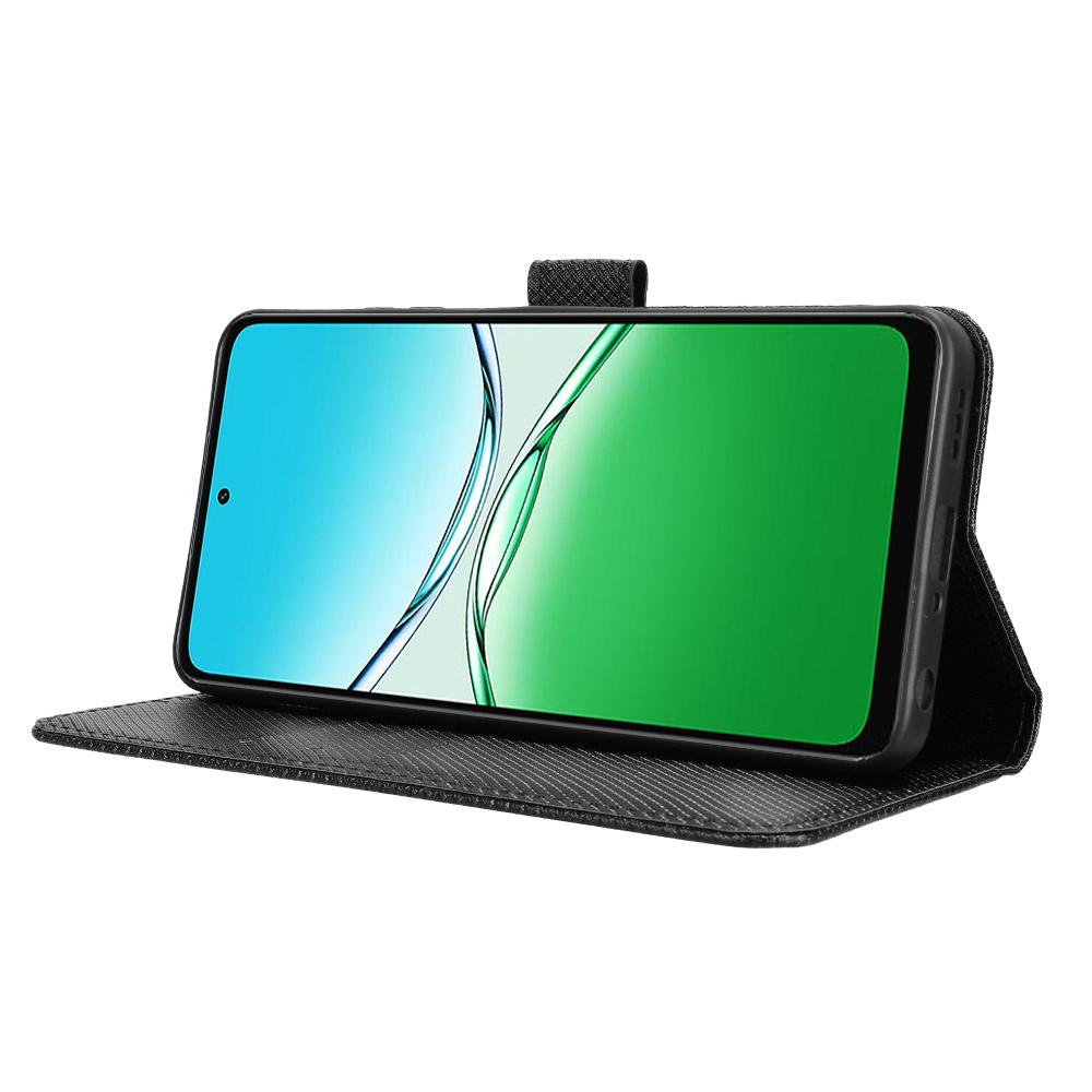 Pro Oppo A5 5G/Oppo A5 4G Kožené pouzdro typu peněženka s popruhem a texturou diamantů