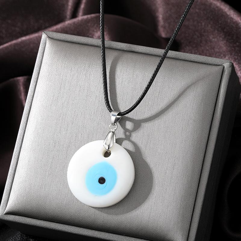 Color Glass Blue Evil Eyes Pendant Necklace Women Men Round Turkish Lucky Eye