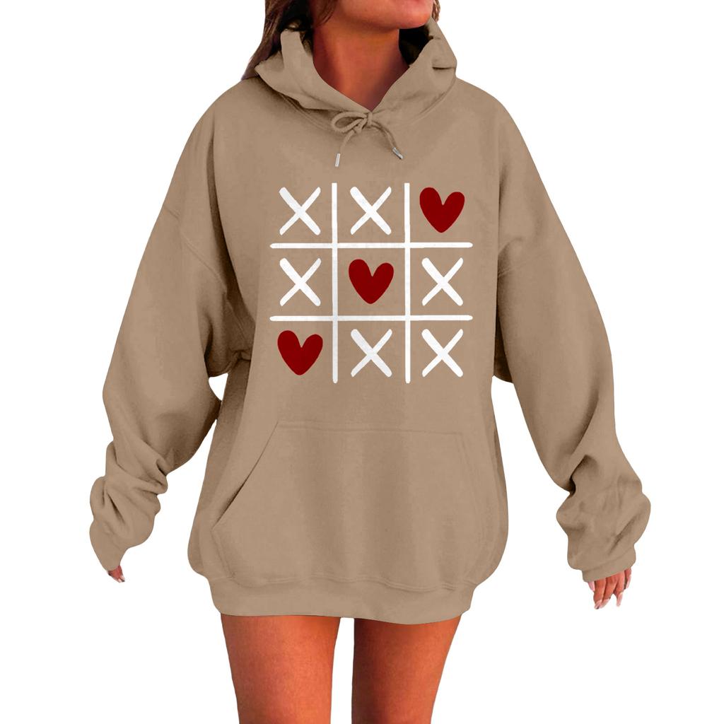 Damen Locker Bequem Lässig Modisch Liebe Aufdruck Langarm Sweatshirt