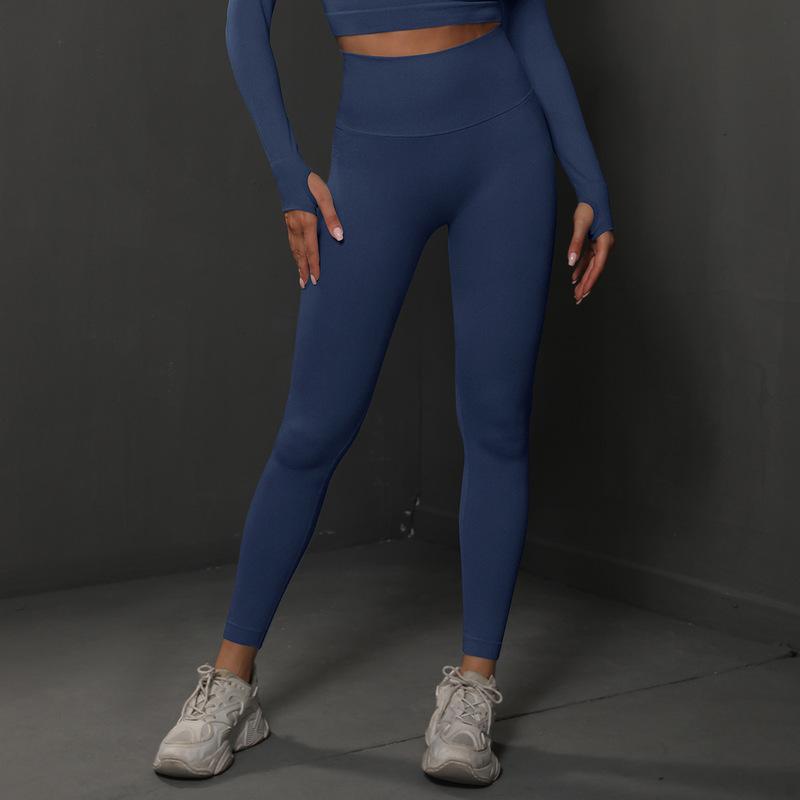Women's High-Waist Seamless Knitted Yoga Pants - Hip-Lifting, Solid Color, Spring/Summer