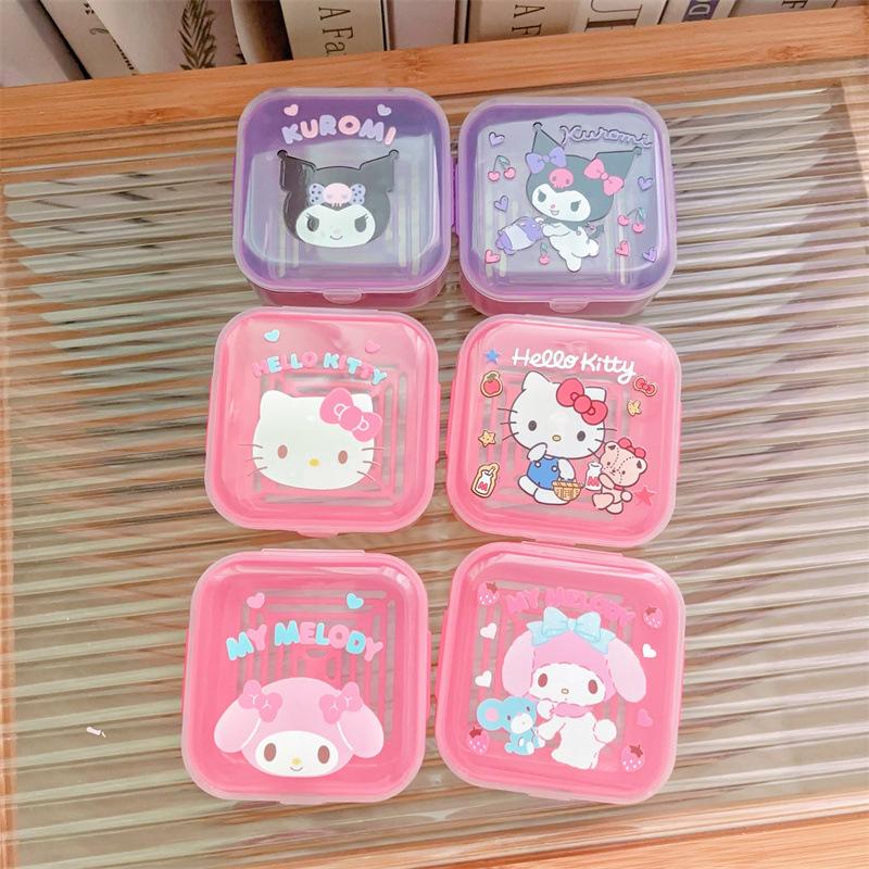 1 ks koupelnové umyvadlo s krytem, ​​odtok, rámeček na mýdlo do pračky, kawaii kreslený Sanrio My Melody Hello Kitty mýdlový box
