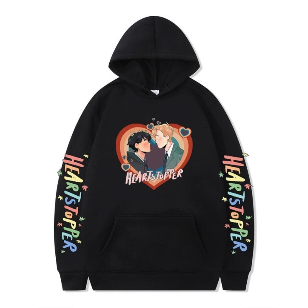 Heartstopper Hoodie Sweatshirt for Womens Mens Nick and Charlie Hoodie Sweatshirt Cool Unisex Hooded XS чёрный