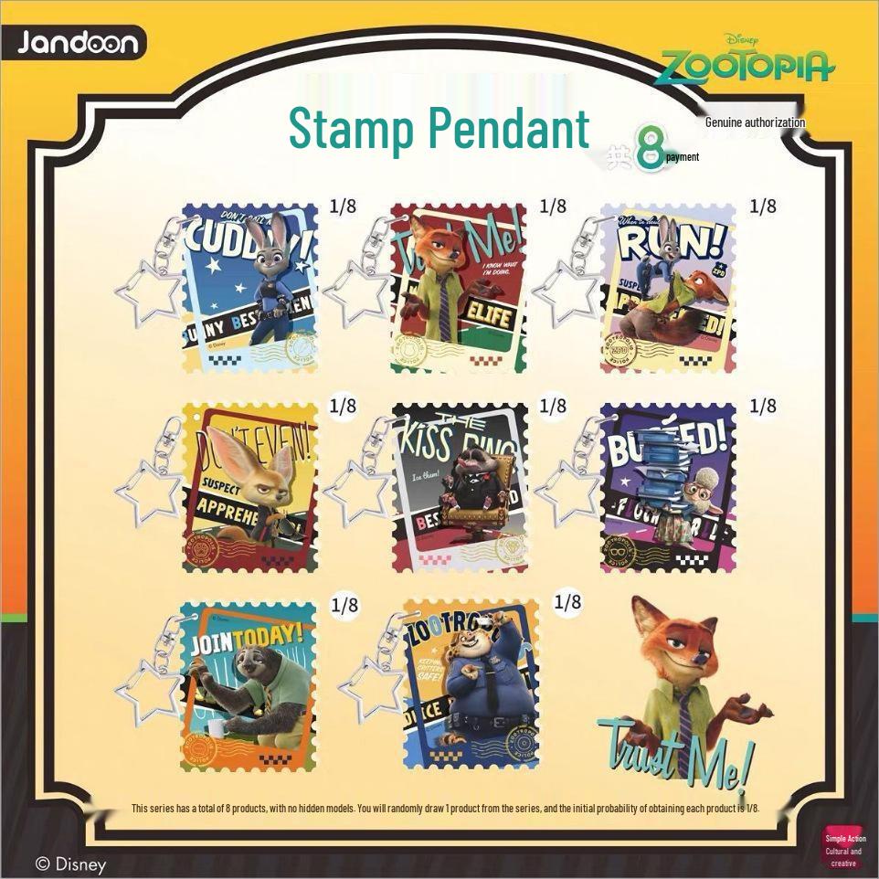Zootopia Stamp Pendant Blind Box: Cute Judy & Nick Backpack Charm Toy Gift