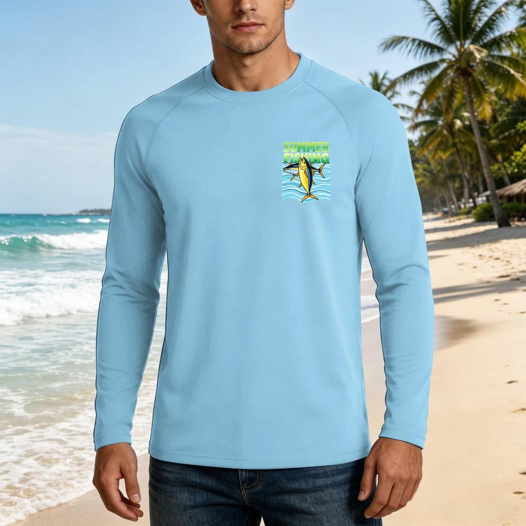 Herren 50+ Langarm Hawaii-T-Shirt mit Stoff, Atmungsaktiv, Lockerer Schnitt, für Sommerliche Outdoor-Freizeitaktivitäten