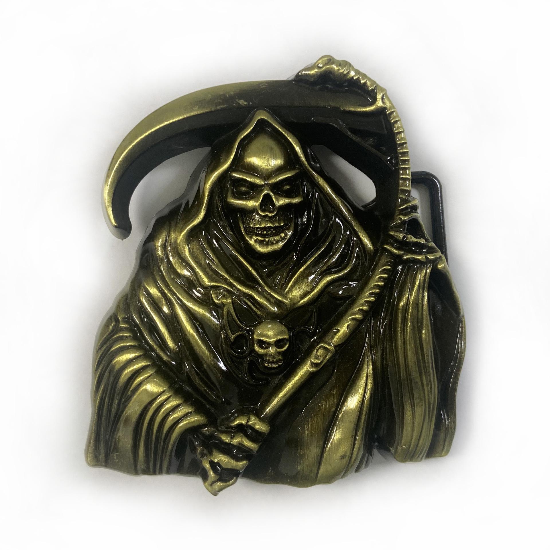 Skull Scythe Gothic Western Cowboy Belt Buckle.