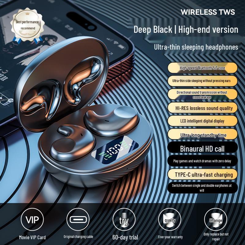 M52 Low-Latency Mini In-Ear Wireless Bluetooth Sleep Earphones with Digital Display