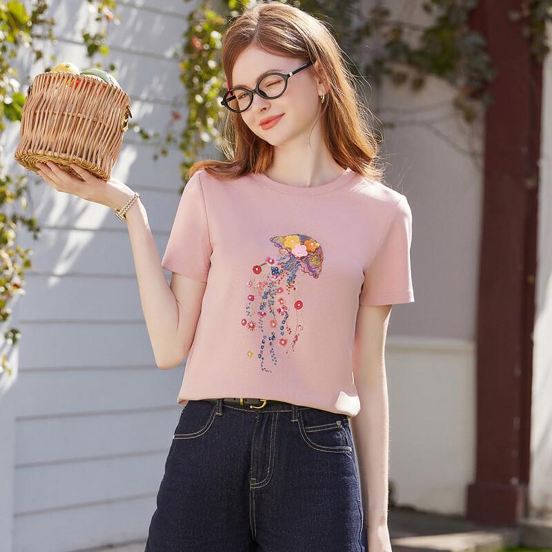 

Женский пуловер Bailuyu с цветочным принтом и коротким рукавом M