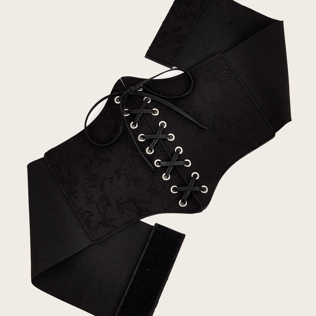 Solid Fashion Color Strap Design Floral Pattern Women Casual Wide Belt Daily For