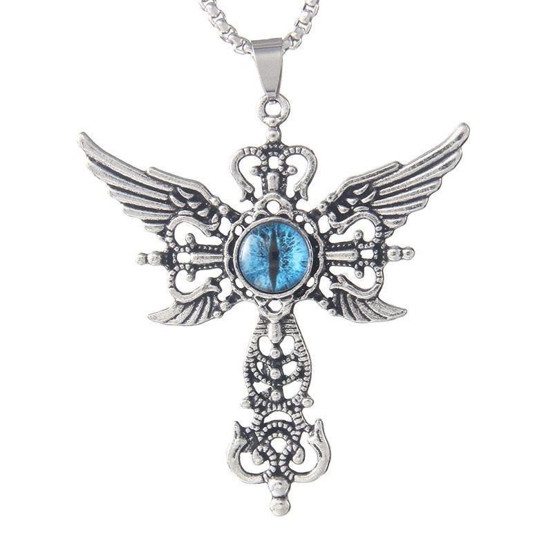 European and American Devil's Eye Cross Fashion Necklace Fashion Men's Hip Hop Pendant