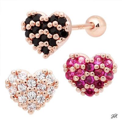 Cubic Heart 14K Gold Needle Rose Gold Heart Piercing (S8539259)