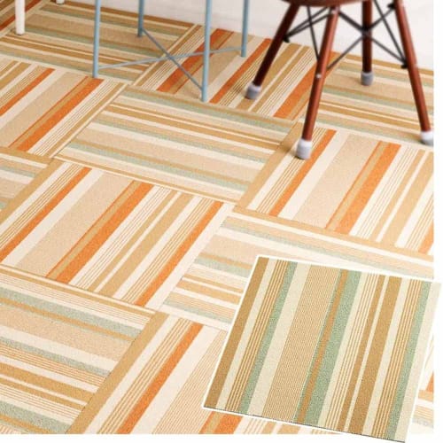 Set of 20 Iris Plaza Tile Carpet, Pile Fabric, 50x50cm, Border Green Tea, Soundproof, Washable, TKP-PP50