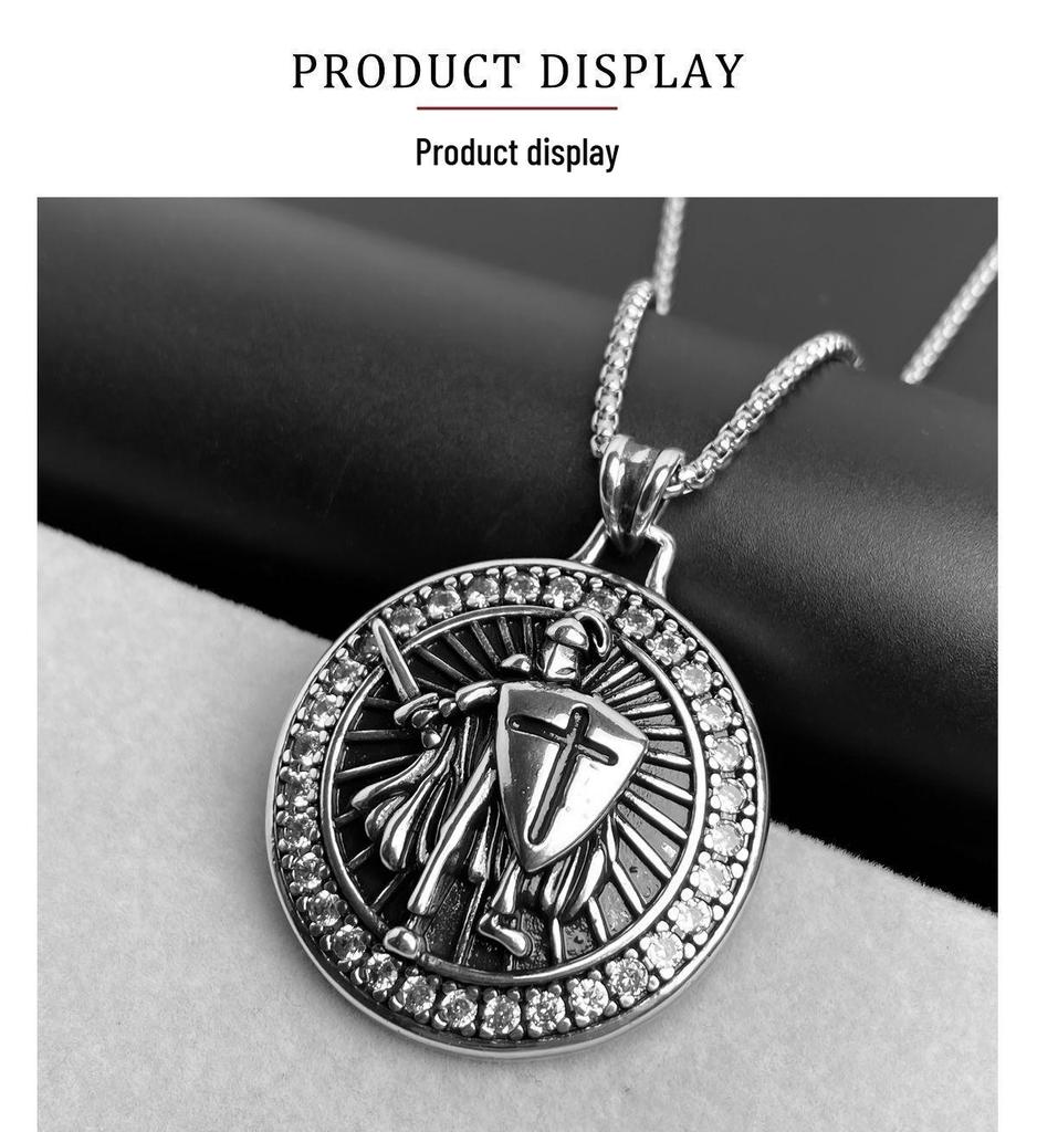 Xiweier Gothic Punk Hip Hop Round Pendant Necklace
