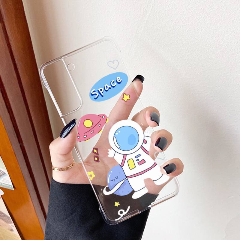 YNDFCNB Cartoon Astronaut Phone Case for Samsung S20 S10 Lite S21 Plus for Redmi Note8 9pro for Huawei P20 Clear Case