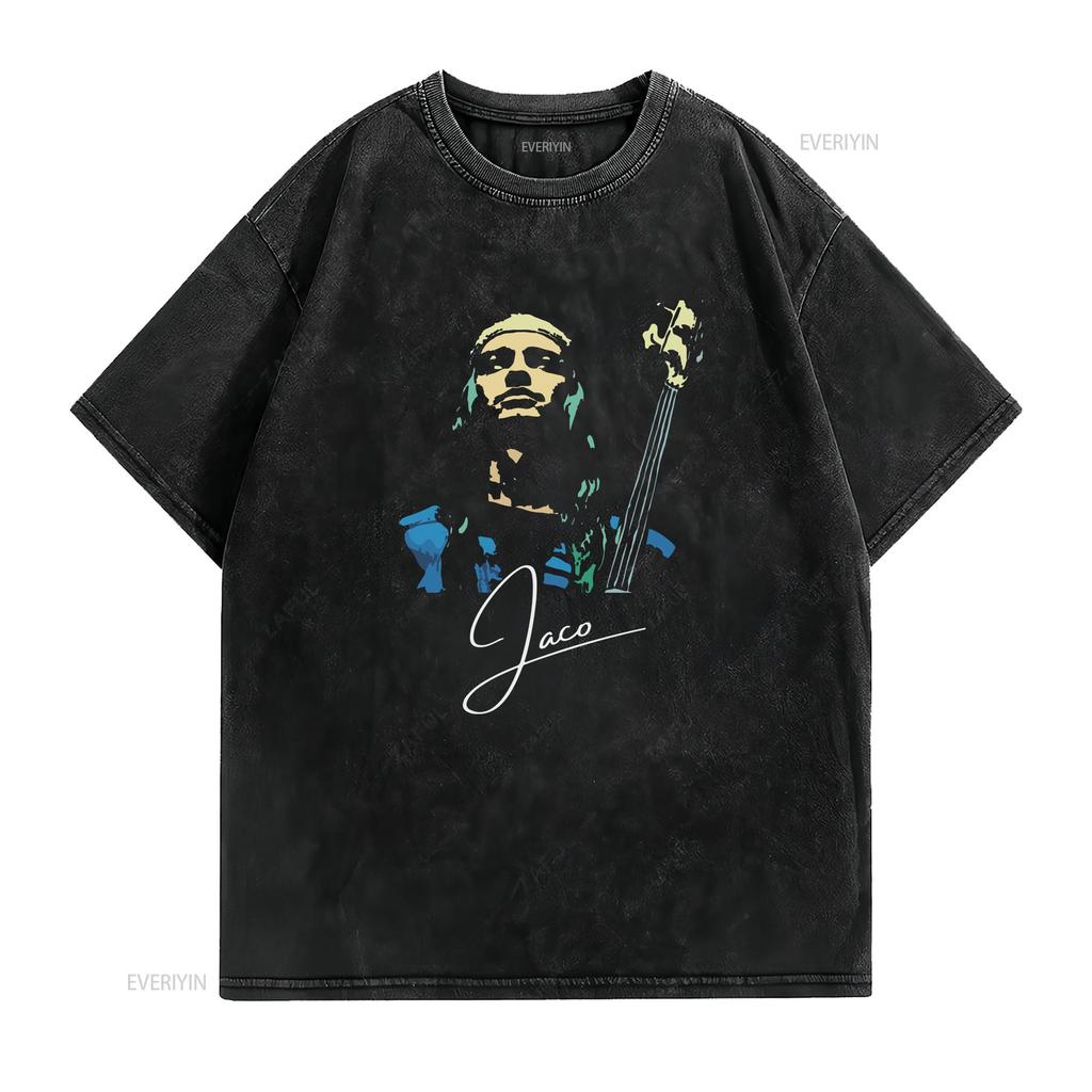 T-shirt Signature Jaco Pastorius vintage Lavata grafica uomo Versatile Casual Elastica Comoda moda Alla moda