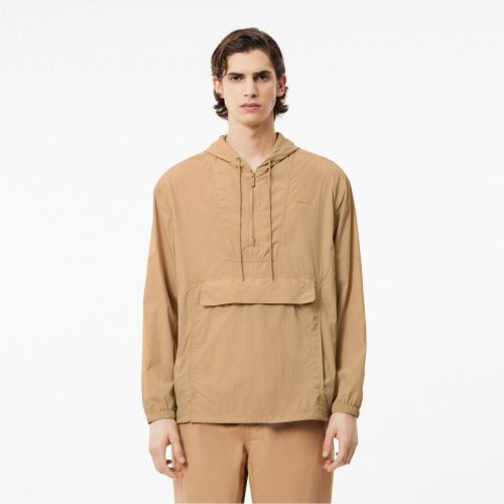 

LACOSTE Мужская нейлоновая толстовка с капюшоном Анорак [Бежевый] 048