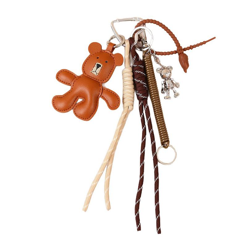 1 Piece Leather Little Bear Woven Rope Backpack Pendant Decoration Fashion DIY Keychain Bag Accessories