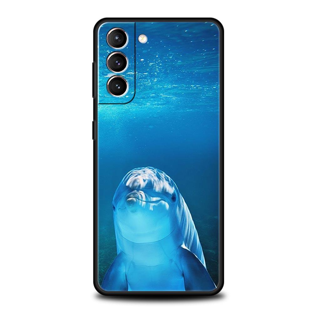 Ocean Animal Dolphin Phone Case For Samsung Galaxy S26 Ultra S25 Plus S24 FE S23 S22 5G S21 S20 Cover Black Soft