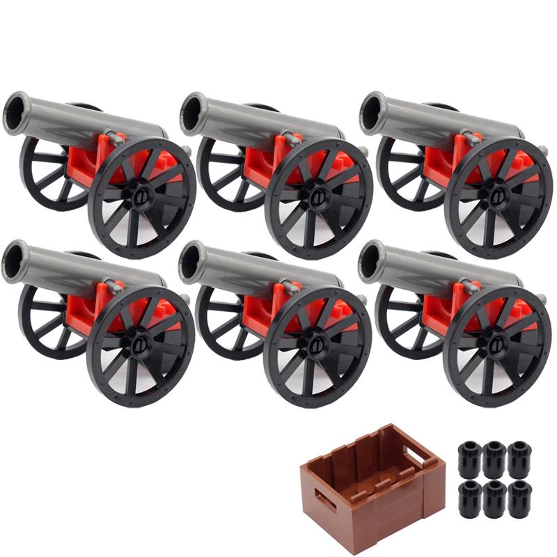 MOC Medieval Army Weapons Building Blocks Cannon Pirate Ship Soldiers Figures Military War Scene Assembling Mini Brick Toy Gifts